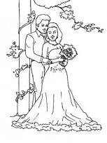 coloriage mariage les maries contre un arbre